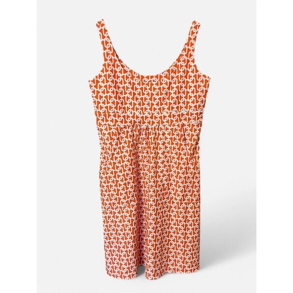 Jude Connally‎ Orange Chainlink Print Dress size XSMALL Retro Trendy Mini Dress